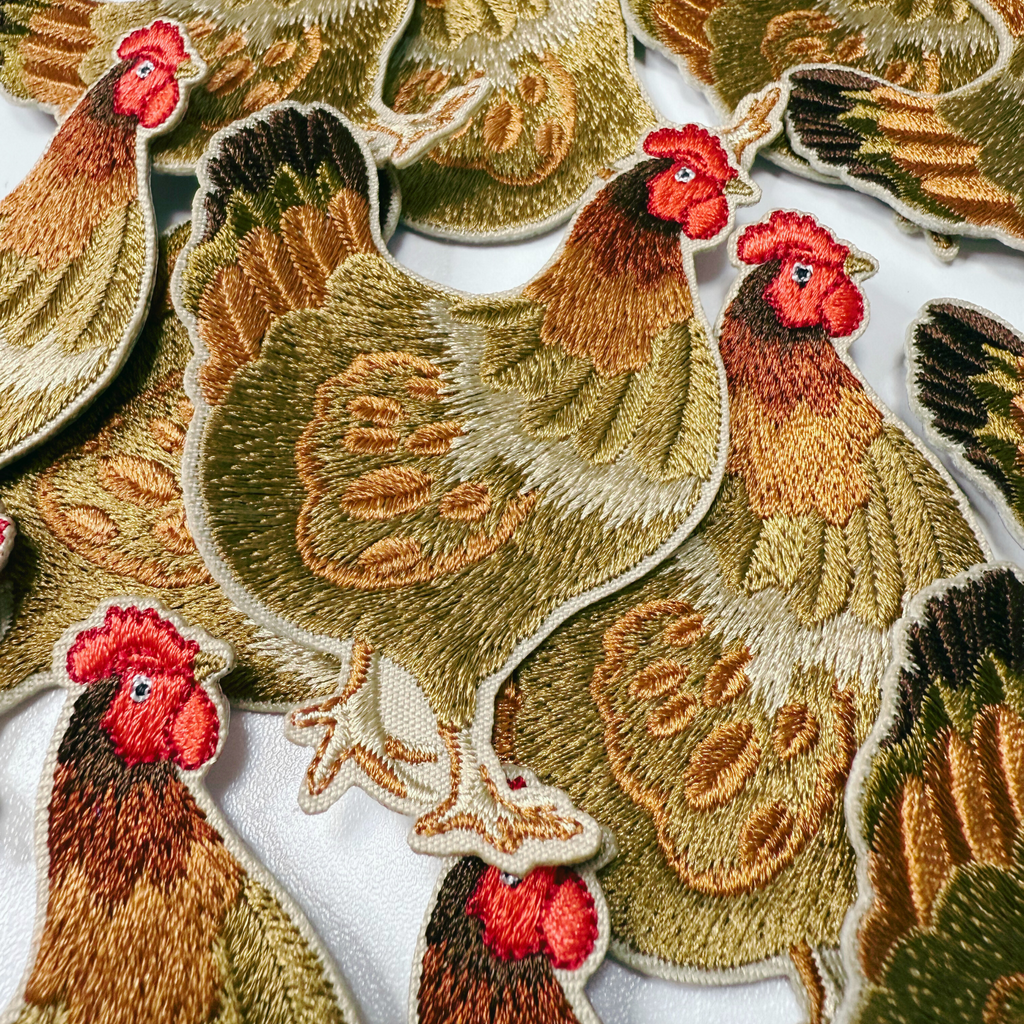 3" Chicken -  Embroidered Hat Patch