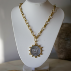 Heritage Horse Coin Necklace  18k Gold Non Tarnish Equestrian Coin