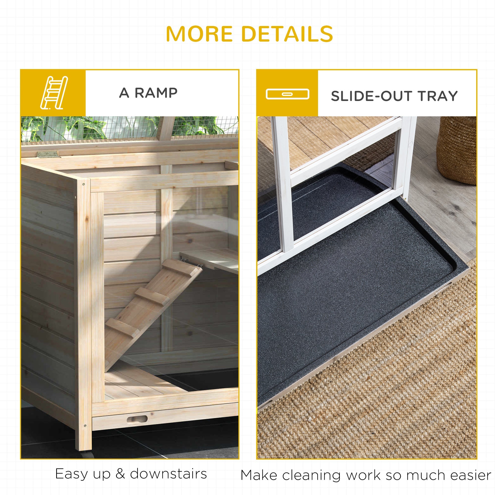 PawHut Indoor Rabbit Hutch with Wheels