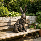 22'' Tall Mother Hare & Baby Cuddling Garden Statue