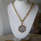 Heritage Horse Coin Necklace  18k Gold Non Tarnish Equestrian Coin