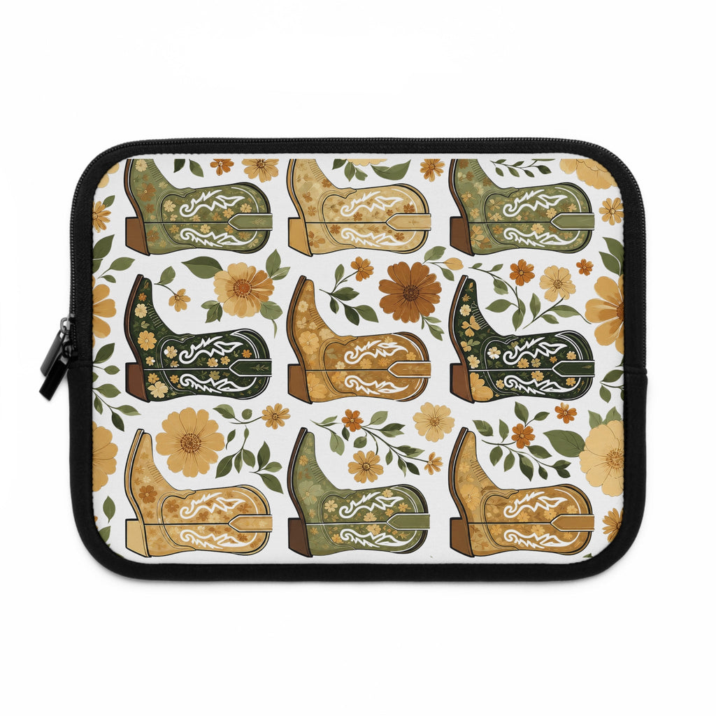 Vintage Cowboy Boot Laptop Sleeve | Golden Western Floral Tech Cover