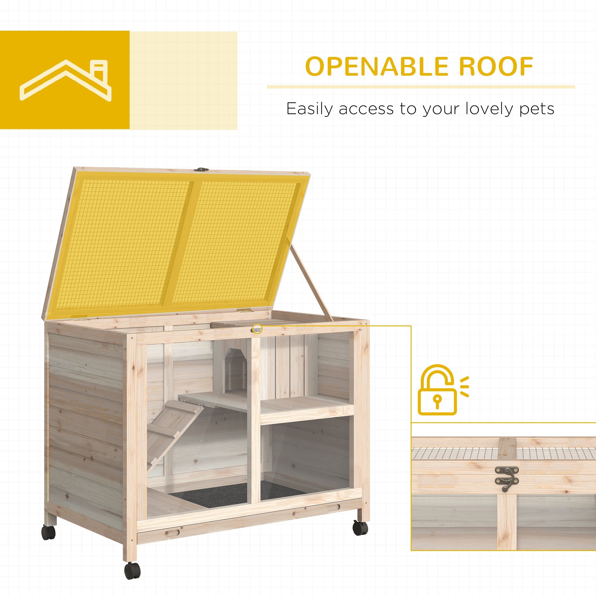 PawHut Indoor Rabbit Hutch with Wheels