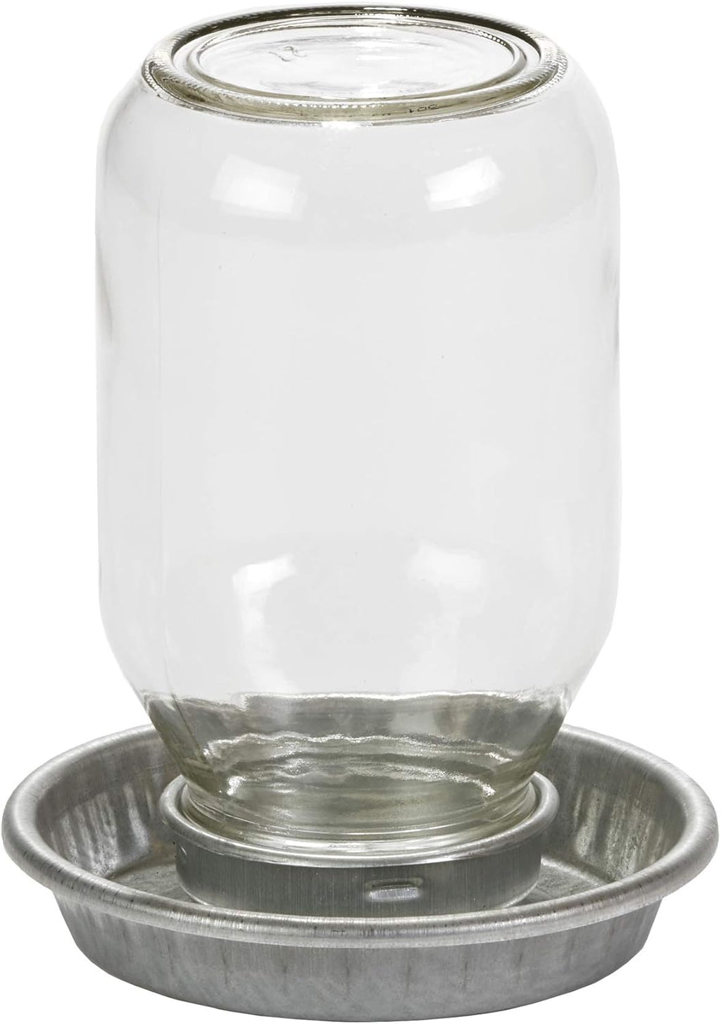 Mason Jar Baby Chick Feeder & Waterer Set - Galvanized Base with Glass Jar Bundle
