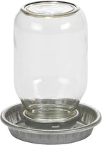Mason Jar Baby Chick Feeder & Waterer Set - Galvanized Base with Glass Jar Bundle