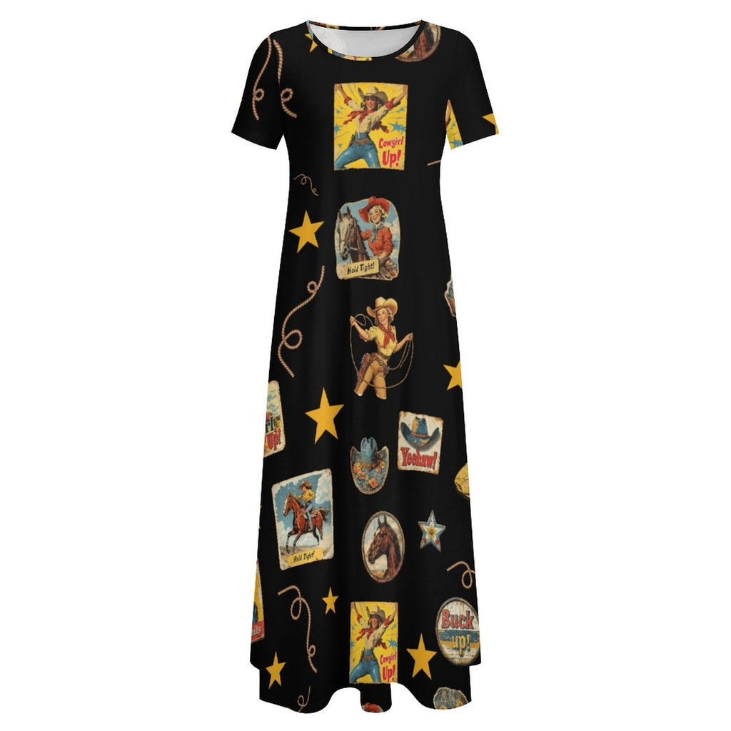 Baha Ranch Vintage Cowgirl Collage Western Dress