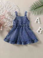 Children's Ruffled Hem Denim Overall Dress