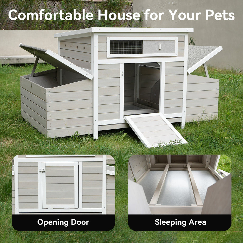 Large Wooden Chicken Coop Outdoor Hen House with Nesting Boxes