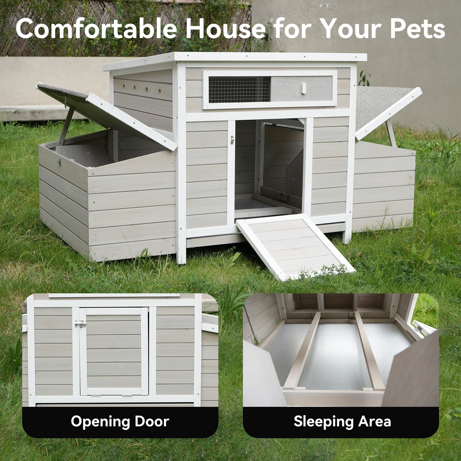 Large Wooden Chicken Coop Outdoor Hen House with Nesting Boxes