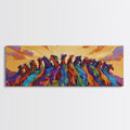 Running Wild Horses, Abstract Herd Scene, Sunset Equine Painting, Framed Canvas Print, Western Bedroom Wall Art, Living Room Decor