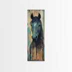 Rustic Blue Horse Painting Canvas Print Farmhouse Wall Art Vintage Horse Art Moody Art Living Room Art Southwest Wall Art