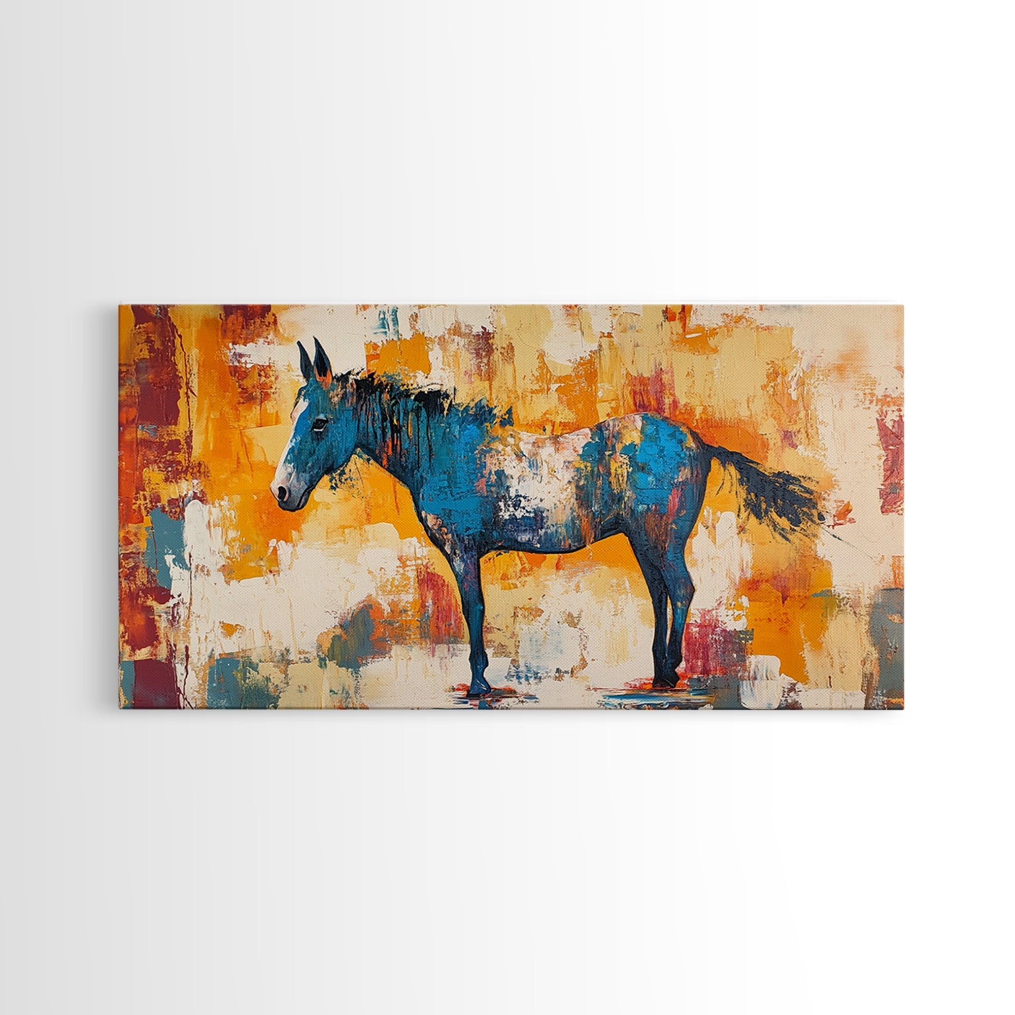 Abstract Horse Art, vintage horse art, rustic decor, equestrian wall art, western painting, original painting, horse wall art, framed canvas print