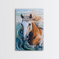 Wild Horse Painting, Coastal Horse Art, Nautical Wall Art, Rustic Wall Art, Boho Art, Canvas Print, Farmhouse Art, Gift Idea