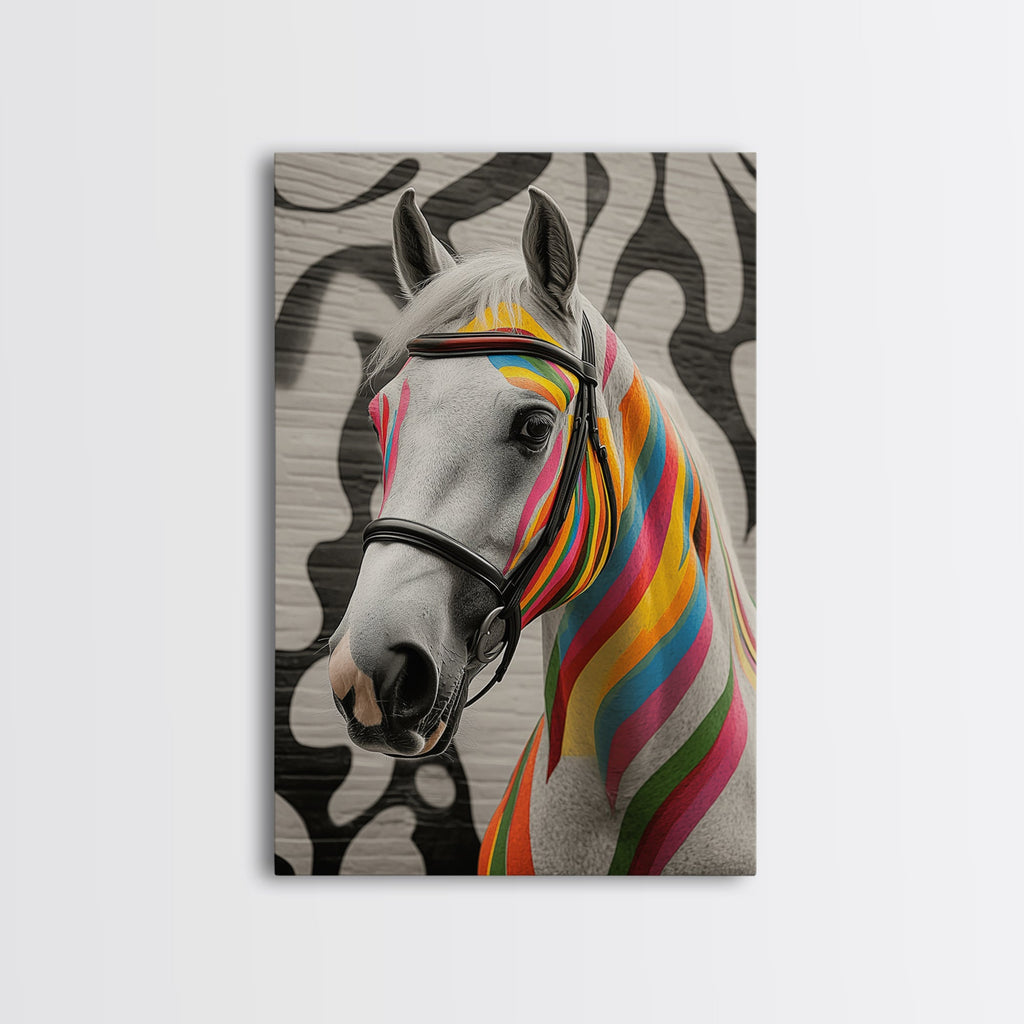 Painted Horse, Graffiti Wall Art, Colorful Horse Art, Whimsical Art, Boho Art, Southwest Wall Art, Canvas Print, Gift Idea