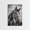 Painted Horse, Mosaic Wall Art, Blotter Art, Horse Wall Art, Boho Art, Colorful Western Art, Canvas Print, Gift Idea
