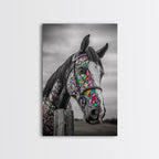 Painted Horse, Mosaic Wall Art, Blotter Art, Horse Wall Art, Boho Art, Colorful Western Art, Canvas Print, Gift Idea
