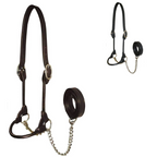Derby Originals Rolled Leather Cattle Show Halter – Adjustable Fit with 48" Lead and 14" Chain, Small/Medium/Large – 1-Year Warranty
