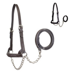 Derby Originals Premium Raised Padded Leather Cattle Show Halter, Small/Medium/Large, Adjustable Fit with 48" Lead and 14" Chain, Durable Hardware, 1-Year Warranty