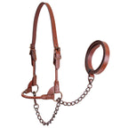 Derby Originals Bronze Beauty Rolled Leather Cattle Show Halter, Small/Medium/Large, Adjustable Fit with 48" Lead and 14" Chain, Durable Bronze Hardware, Ideal for Shows, 1-Year Warranty