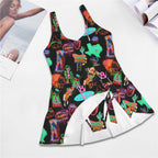 Baha Ranch Vegas Neon Skirted Swimsuit