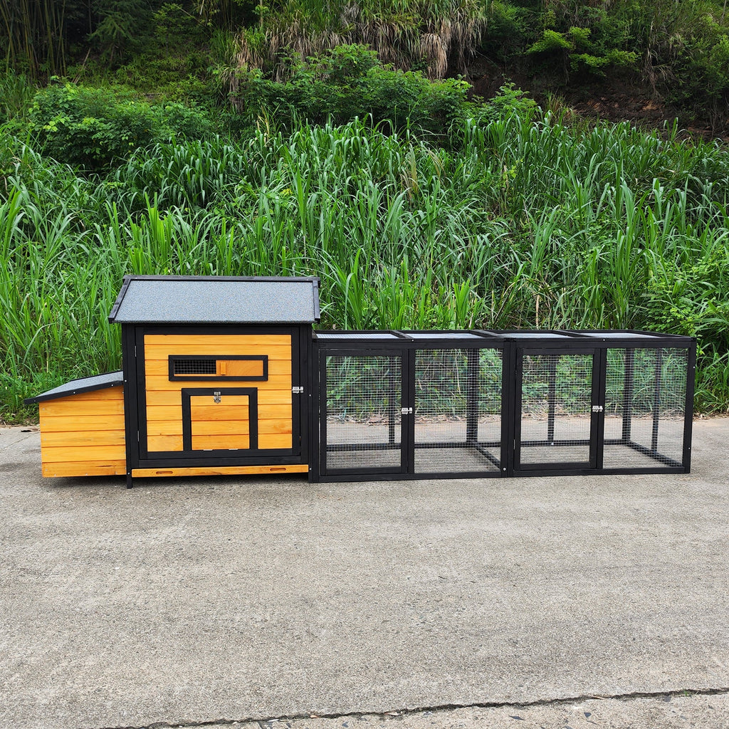 114" Wooden Chicken Coop with Outdoor Run