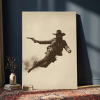 Cowboy Canvas Wall Art, Western Gunslinger Sepia Photo Print, Vintage