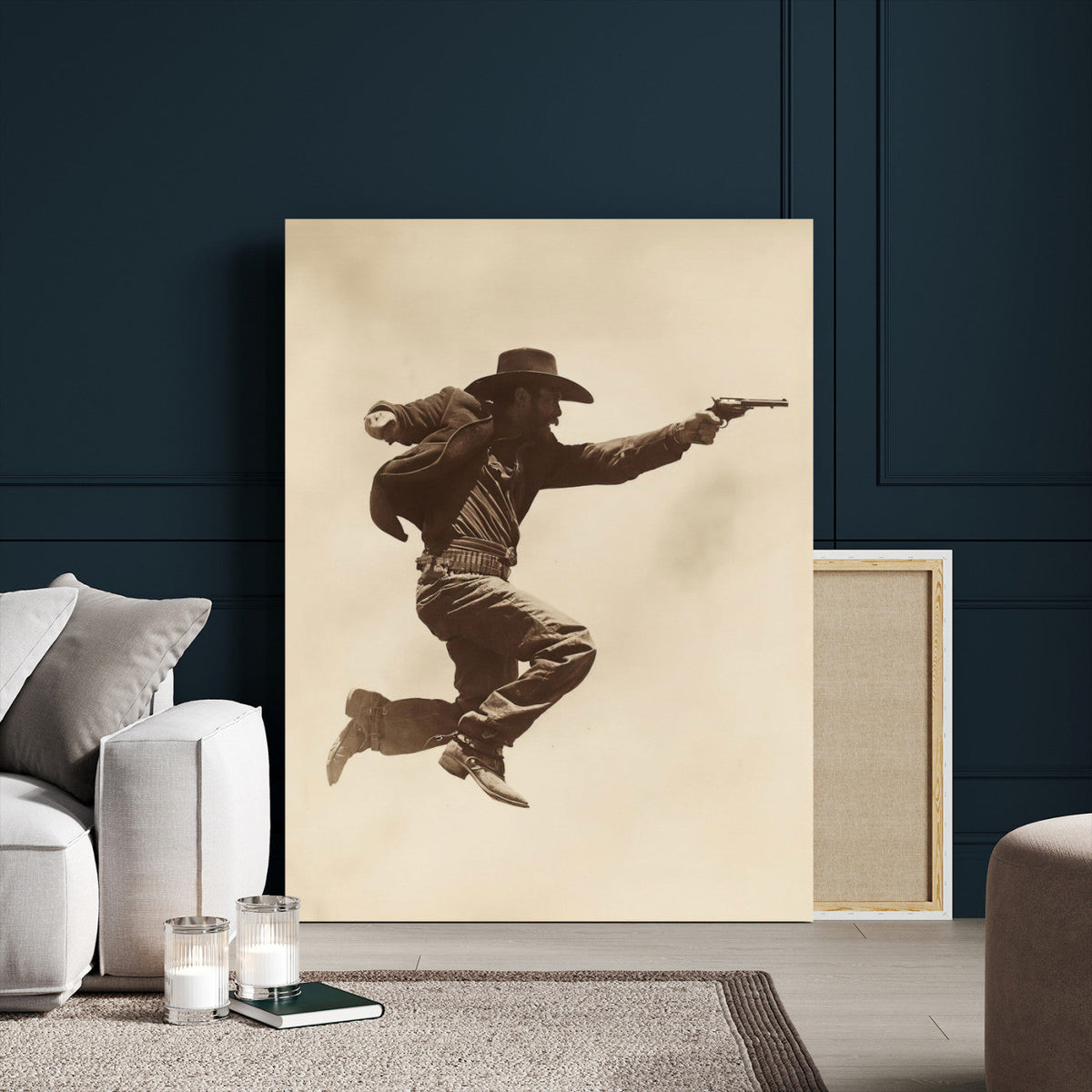 Vintage Cowboy Wall Art Canvas Print, Western Gunfighter Decor