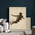 Cowboy Canvas Wall Art, Western Gunslinger Sepia Photo Print, Vintage