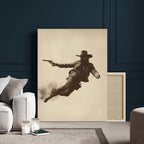 Cowboy Canvas Wall Art, Western Gunslinger Sepia Photo Print, Vintage