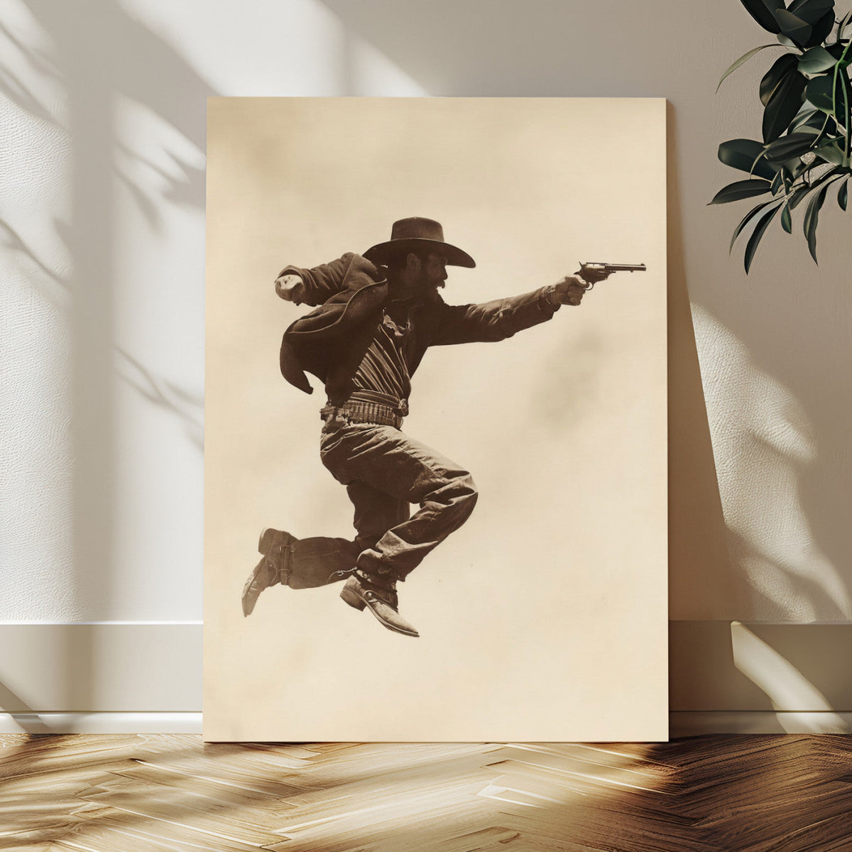 Vintage Cowboy Wall Art Canvas Print, Western Gunfighter Decor