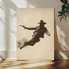 Cowboy Canvas Wall Art, Western Gunslinger Sepia Photo Print, Vintage