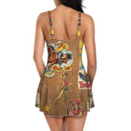 Baha Ranch Vintage Cowgirl Collage Skirted Swim Suit