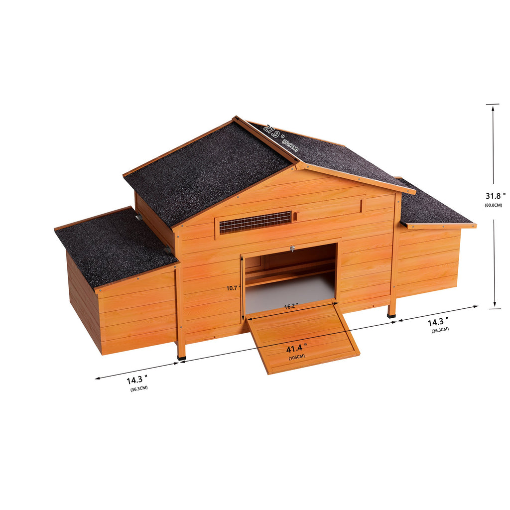 70" Large Wooden Chicken Coop with 2 Nesting Boxes