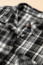 Plus Size Plaid Chest Pocket Long Sleeve Shacket