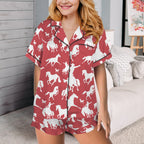 Baha Ranch Red Bronc Satin Ruffle Western Pajama Set