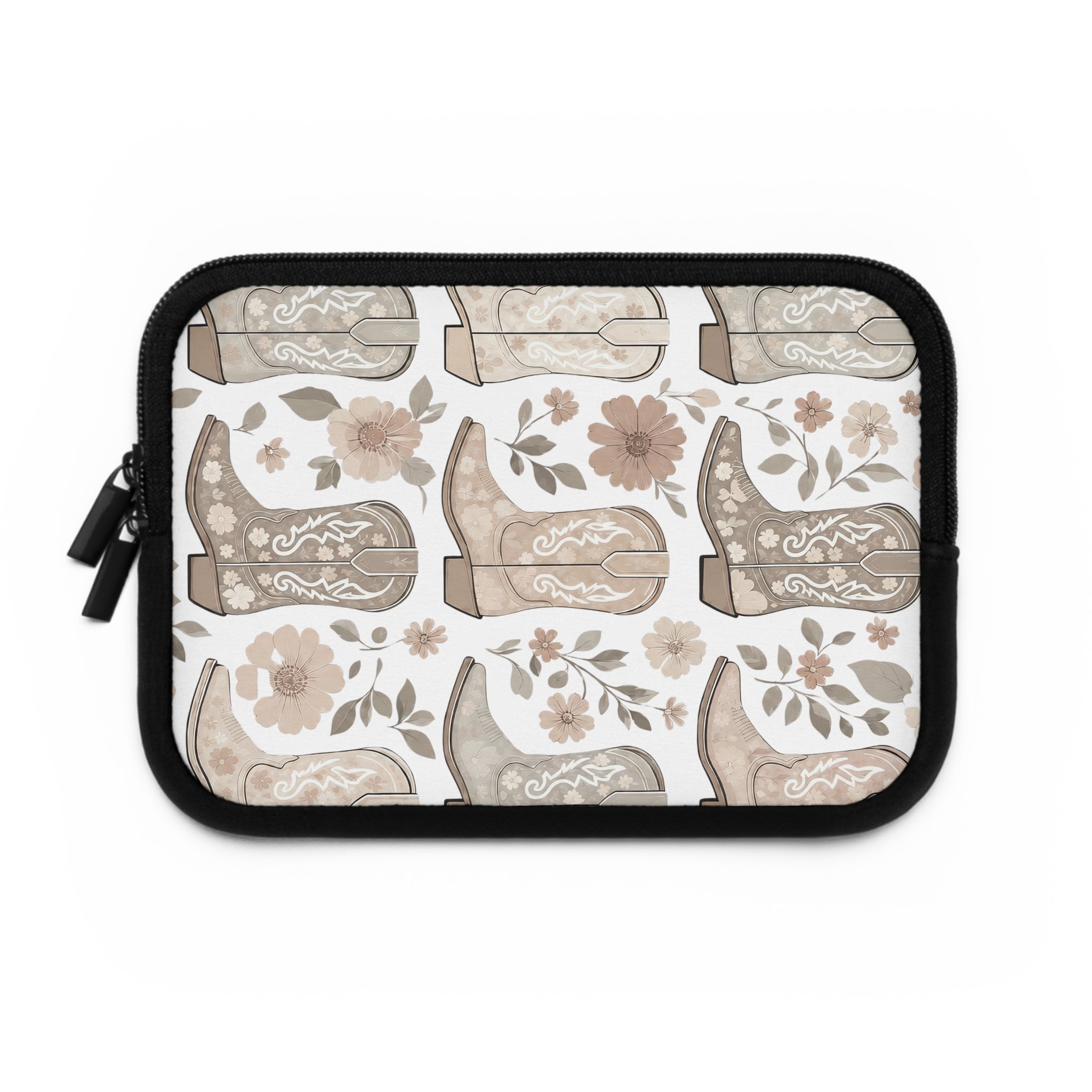 Neutral Cowboy Boot Laptop Sleeve | Tan Western Floral Tech Cover