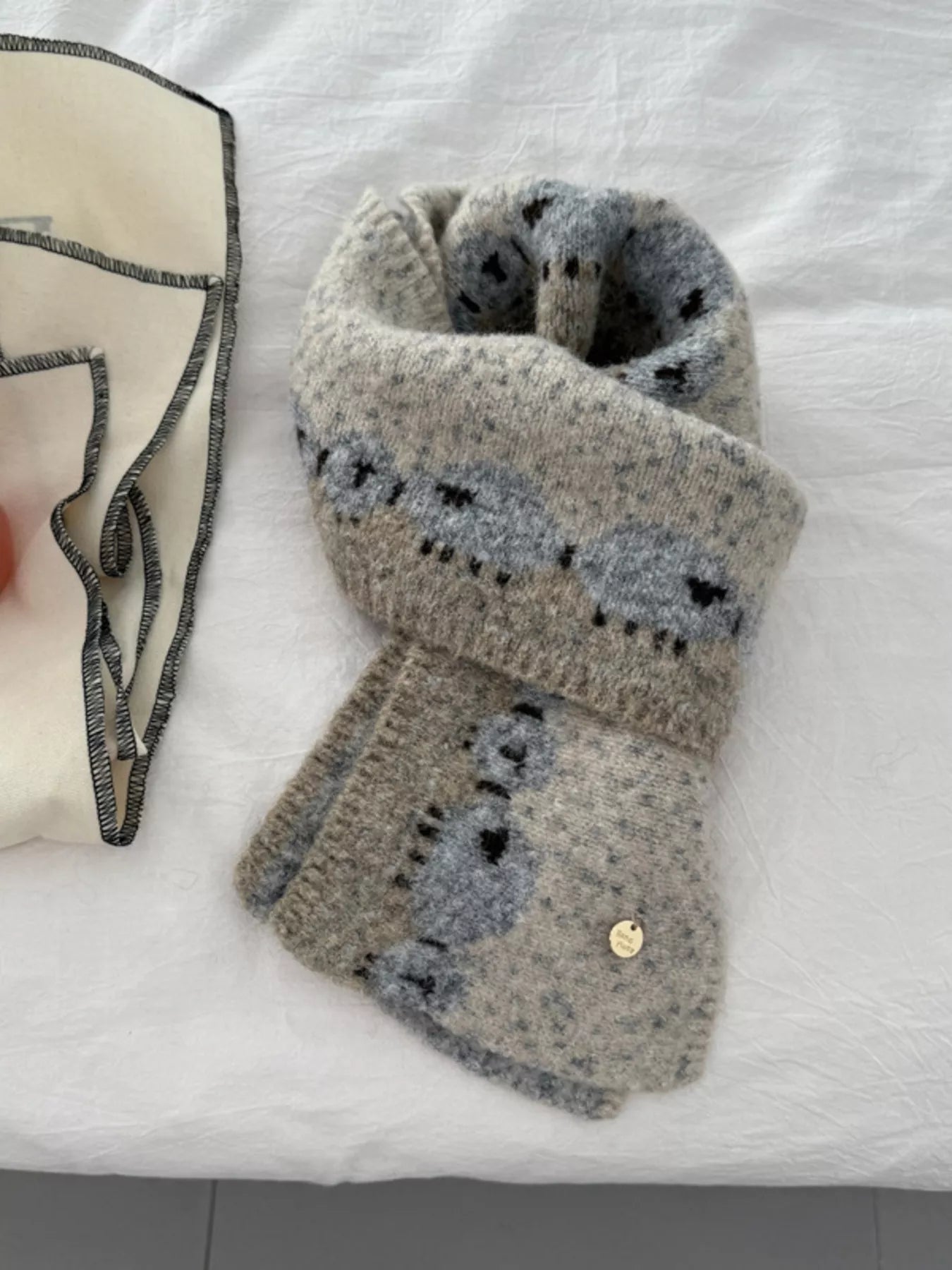 Sheep Pattern Knitted Scarf