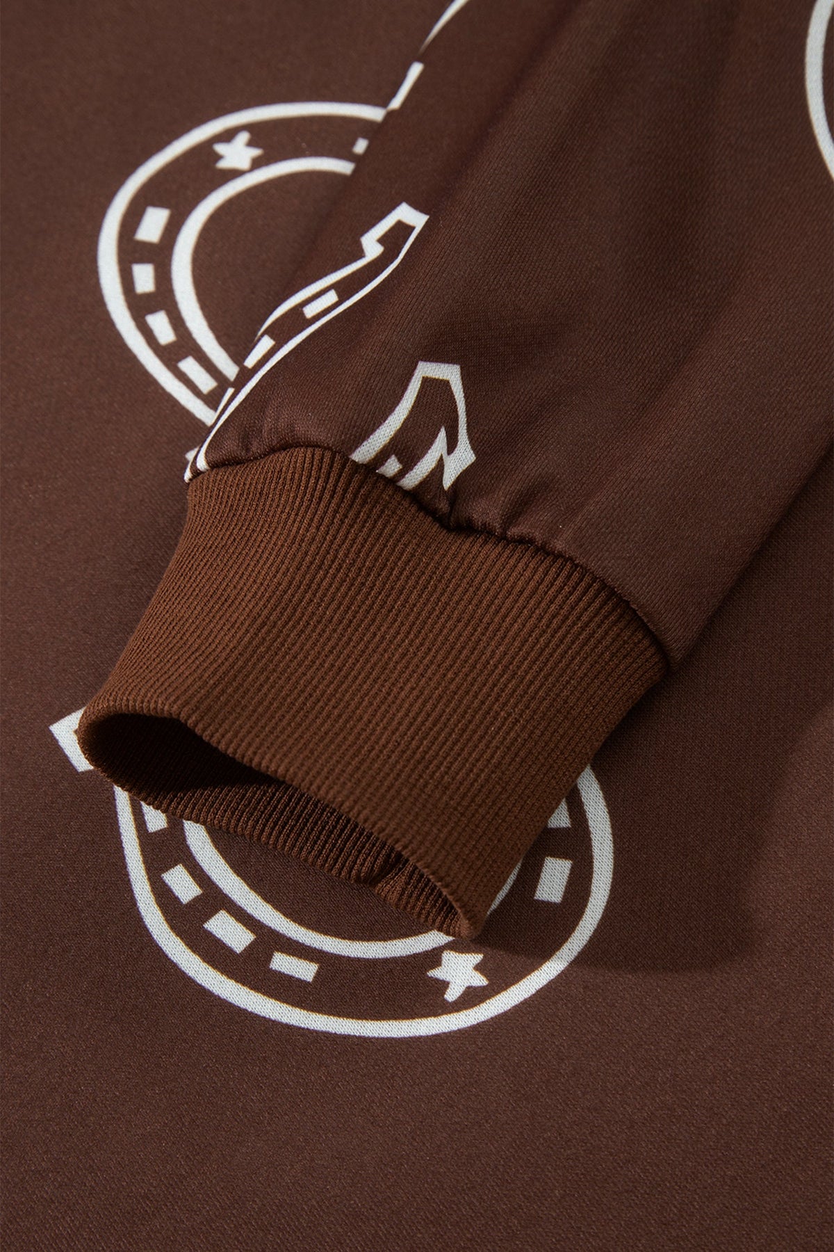 Brown Western Print Elastic Waist Pocket 2pcs Pant Set
