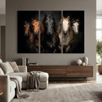 Horse Wall Art Canvas Print, Wild Horses Portrait Photography,
