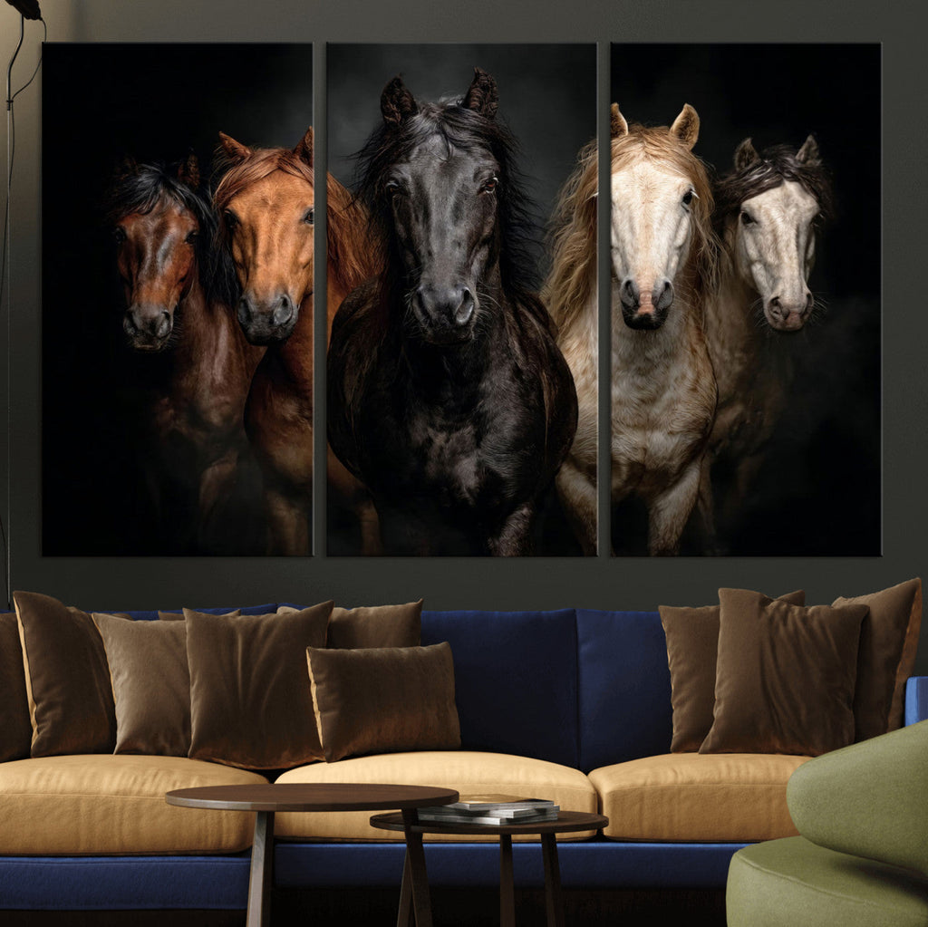 Horse Wall Art Canvas Print, Wild Horses Portrait Photography,