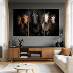 Horse Wall Art Canvas Print, Wild Horses Portrait Photography,