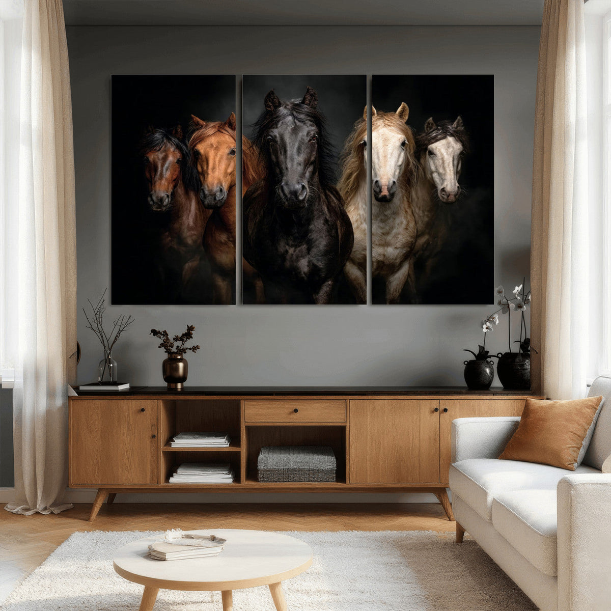 Horse Wall Art Canvas Print, Wild Horses Portrait Photography,