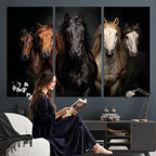 Horse Wall Art Canvas Print, Wild Horses Portrait Photography,