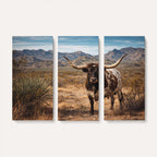 Texas Longhorn Bull Wall Art Canvas Print, Western Farmhouse Decor