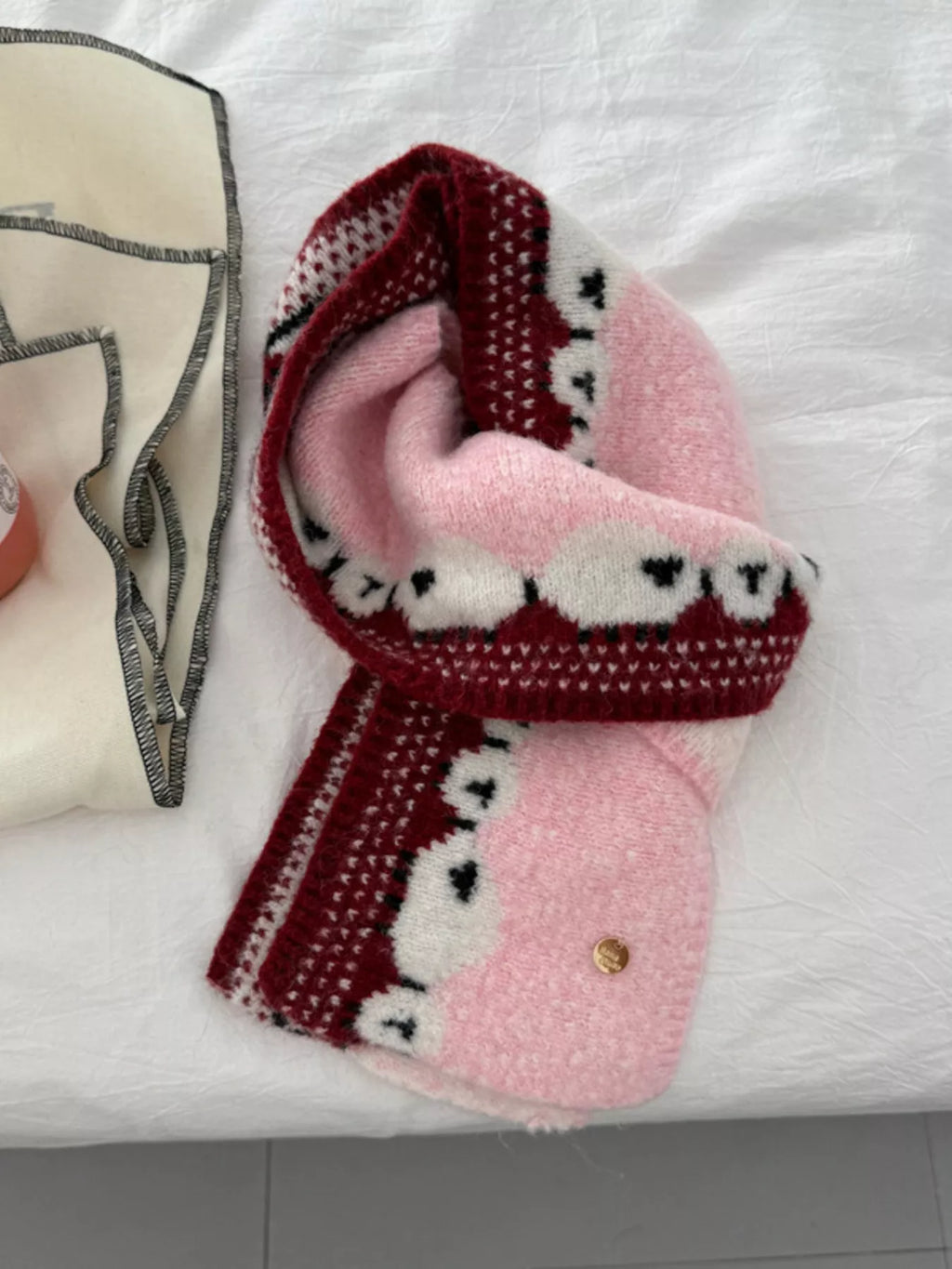 Sheep Pattern Knitted Scarf