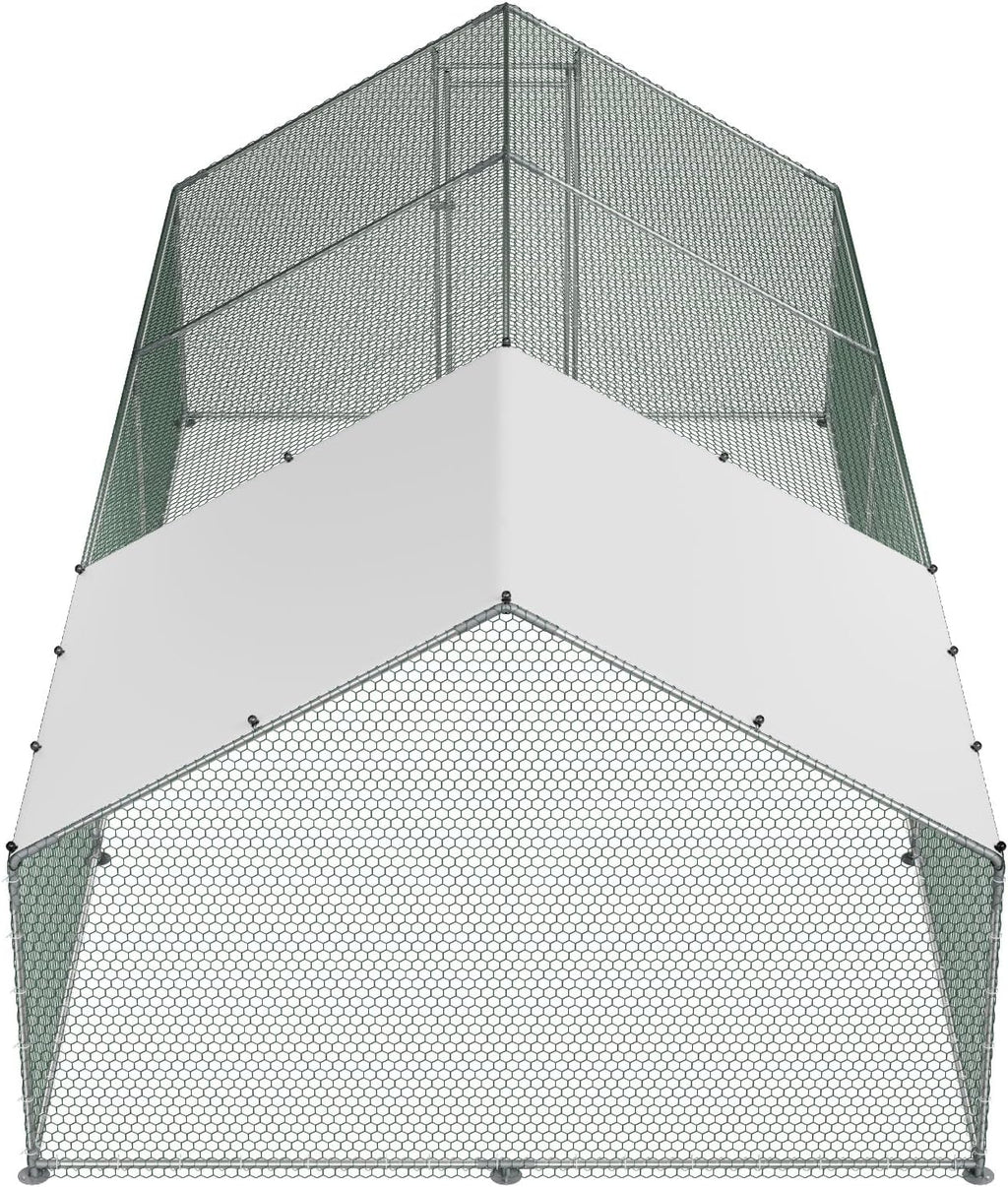 VEVOR Large Metal Chicken Coop, Walk-in Poultry Cage With Waterproof Cover, Outdoor Hen House For Chicken Duck Rabbit Farm