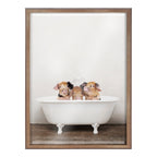 Blake Three Little Pigs in Vintage Bathtub Framed Printed Glass by Amy Peterson Art Studio