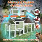 Wooden Chicken Coop, Large Outdoor Hen House with Run and Nesting Box