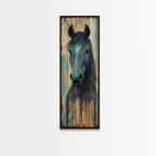 Rustic Blue Horse Painting Canvas Print Farmhouse Wall Art Vintage Horse Art Moody Art Living Room Art Southwest Wall Art