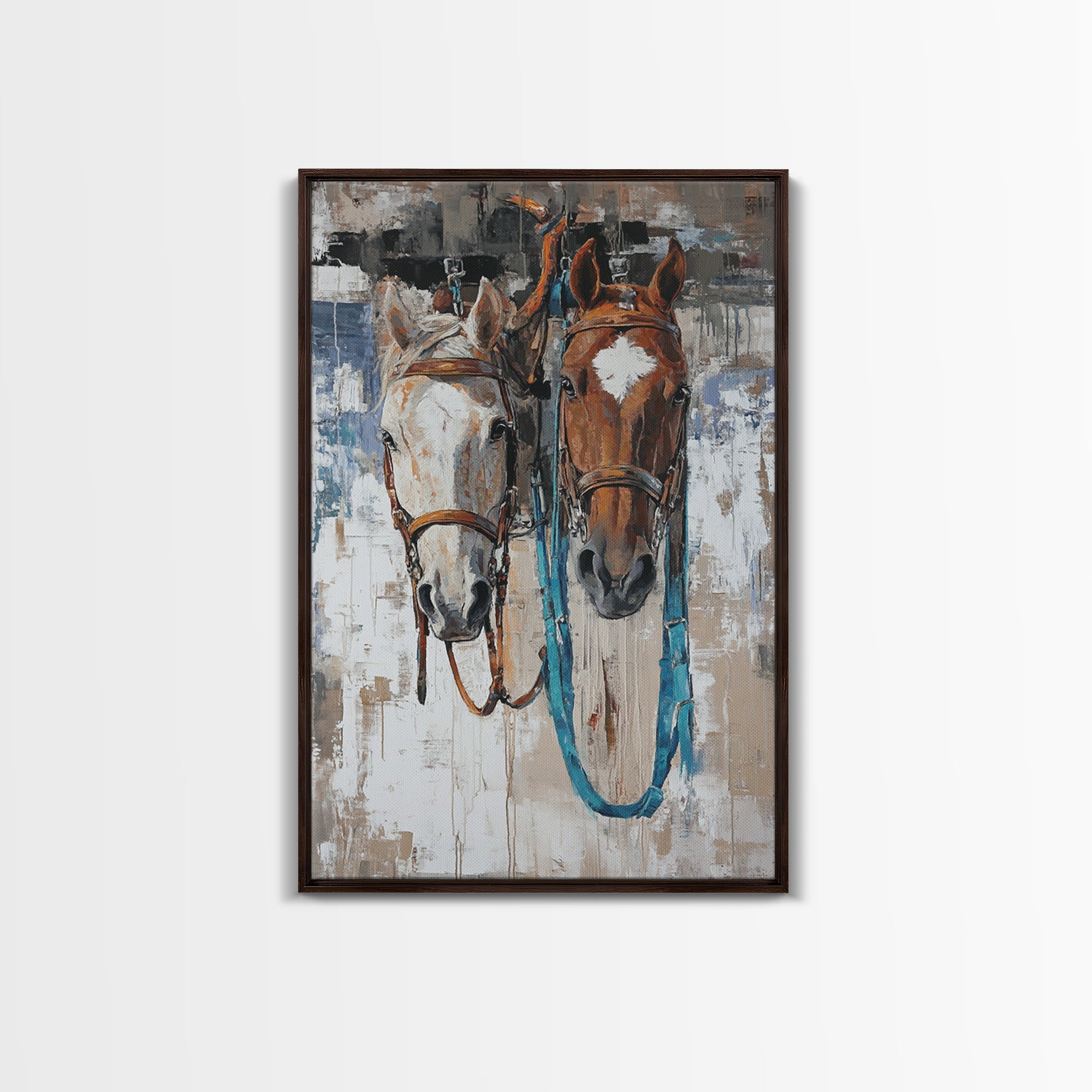 Horse Wall Art, Vintage Horse Art, Rustic Decor, Framed Canvas Print, Farmhouse Art, Moody Art, Equestrian Aesthetic, Above Bed Wall Art, Gift Idea